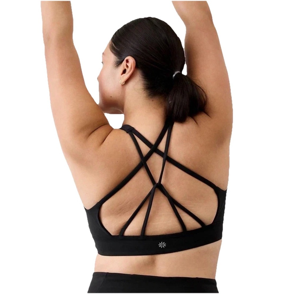 Athleta Solace Bra D-DD+ Black Sports Bra Plus Size 3X Nylon,Spandex